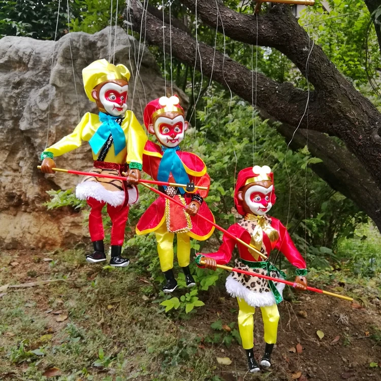 Новая забавная игрушка деревянная марионетка музыкальная Sun Wukong обезьяна король