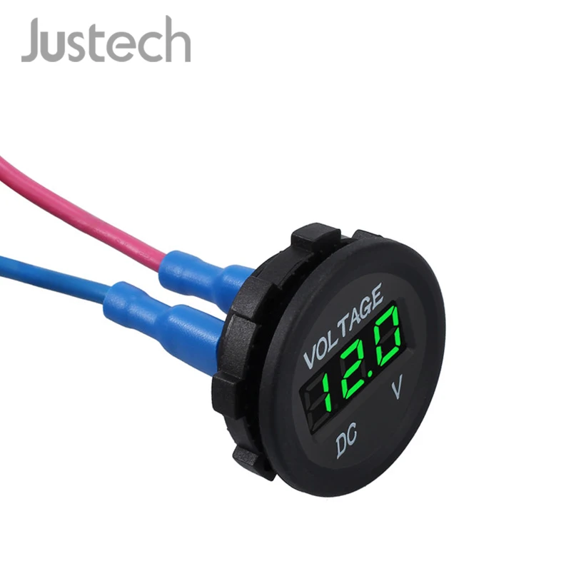 Justech зеленый светодиодный AC/DC 12 V Вольтметр Панель цифровой Напряжение метр для