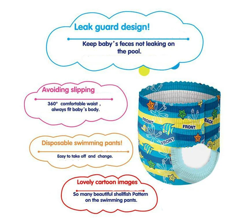 Детские плавательные плавки водонепроницаемые тканевые подгузники штаны