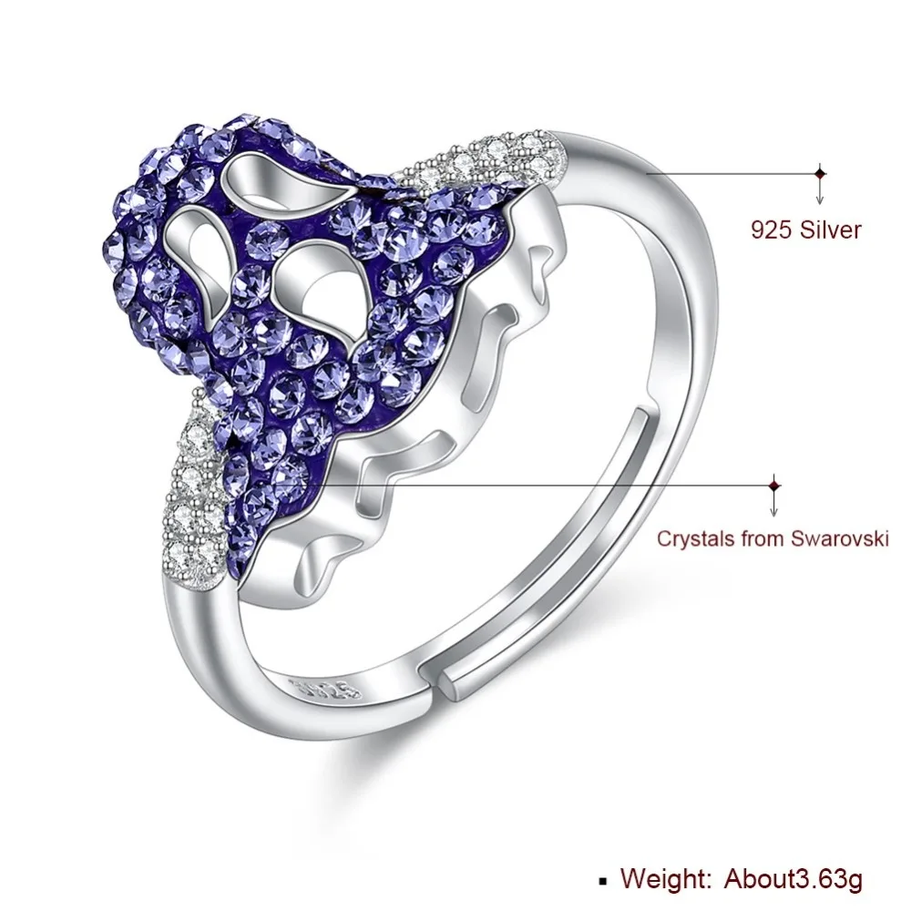 LEKANI кристаллы из кольца swarovski Стерлинговое Серебро 925 пробы винтажные новые синие