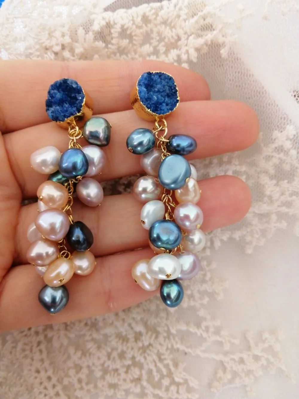 Joytree 2019 оригинальный дизайн гроздь винограда 14 k золото натуральный жемчуг серьги