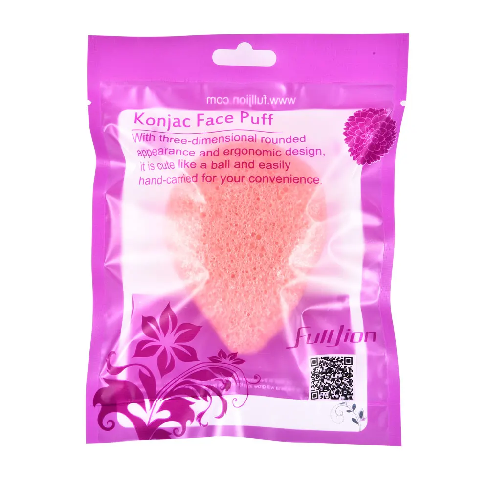pink with package Fulljion 1 шт. Konjac косметический спонж для умывания лица натуральный активный растительный хлопок бамбук древесный уголь очищающий хлопающий влажный спонж для макияжа - Цвет: pink with package