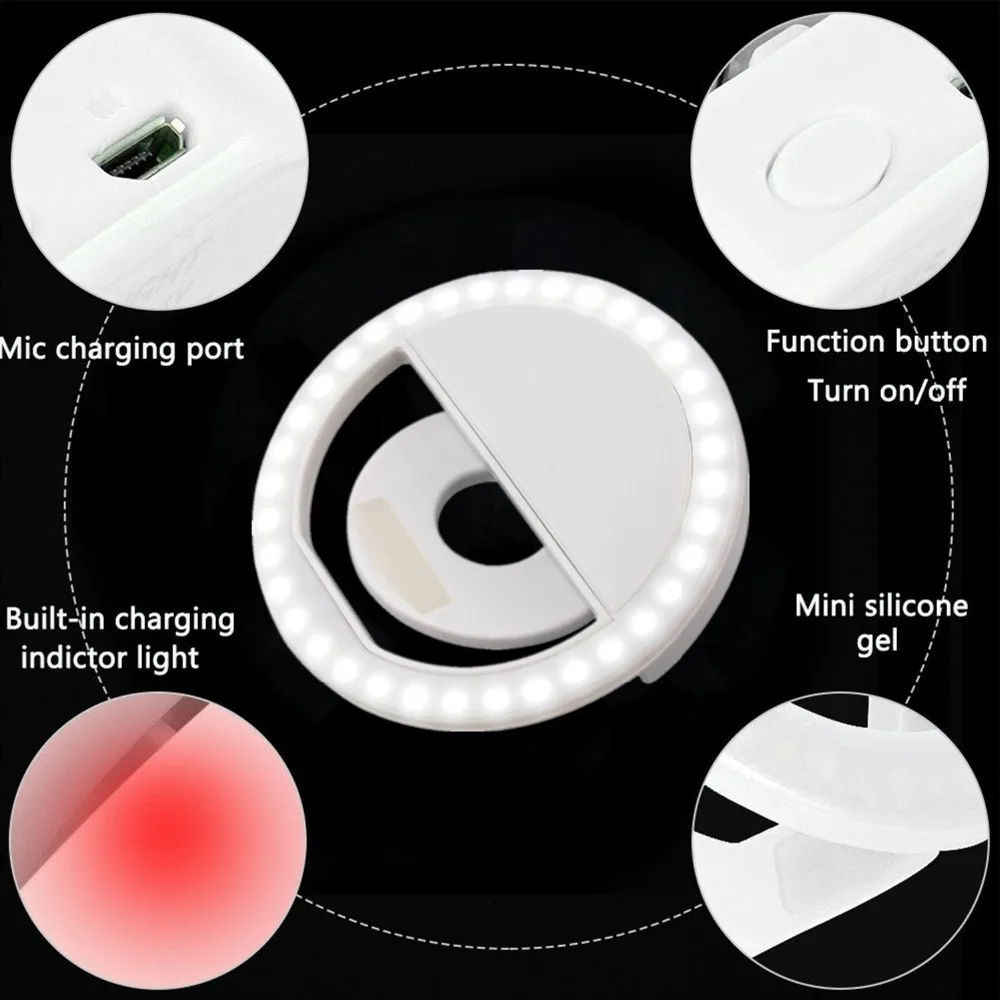 USB СВЕТОДИОДНЫЙ LED селфи кольцо свет макияж повышение для телефона освещение