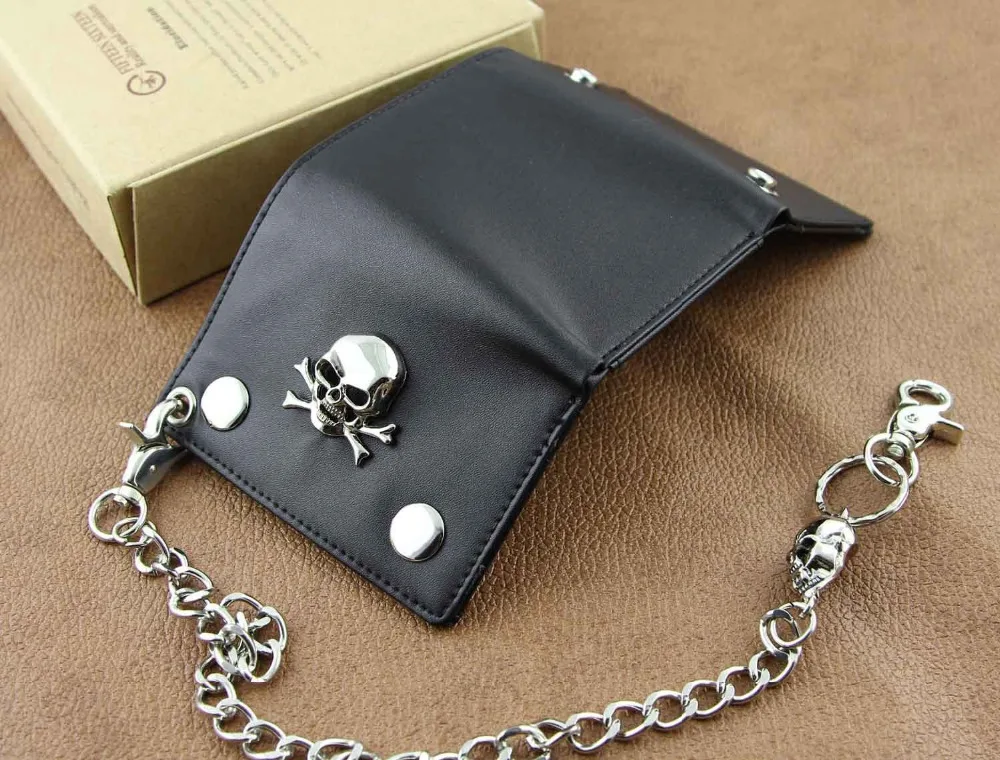 Мужской Байкерский бумажник Дальнобойщик из натуральной кожи брюки с черепом и