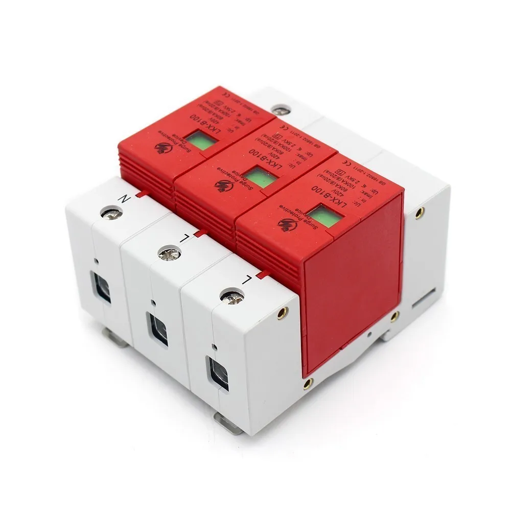 B100-3P 60KA ~ 100KA 385V AC 2P + N SPD дом Защита от перенапряжения Низковольтное устройство