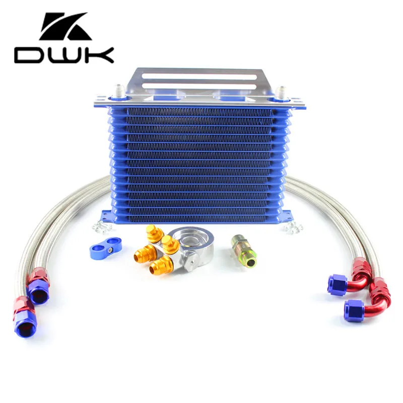 Universal 15 Row AN10 15Rows Oil Cooler Kits with GREX style thermostat open from 70-85deg Filter Adapter and bracket | Автомобили и