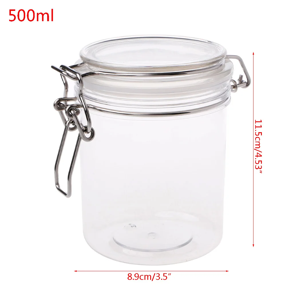 Пластиковая круглая баночка с зажимом сверху герметичная герметичной крышкой