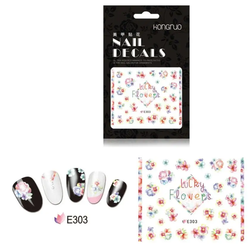 OutTop 2018 Hongnuo цветок стикеры 3D на ногти Nail Art Наклейки Маникюр золото/серебро