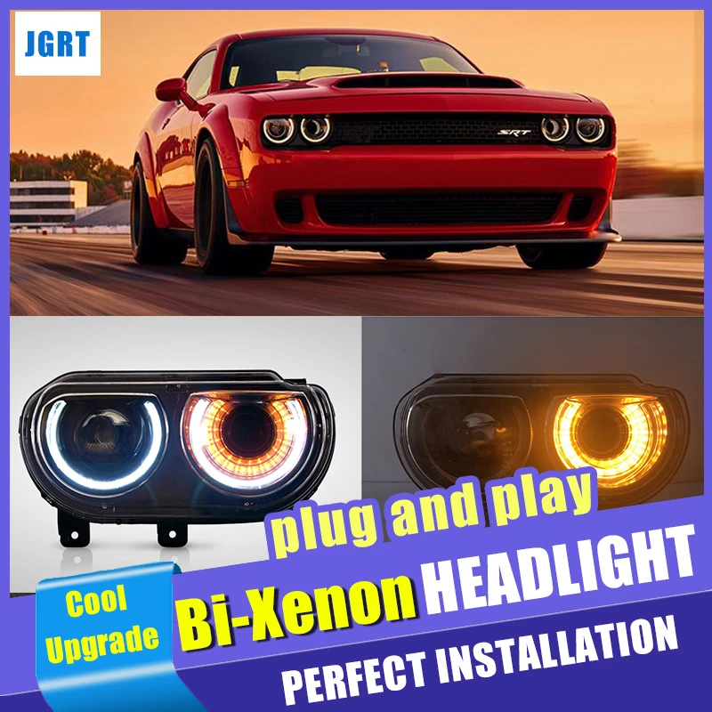 Светодиодный галогенный проектор головная лампа для 2009 2014 Dodge Challenger светодиодная