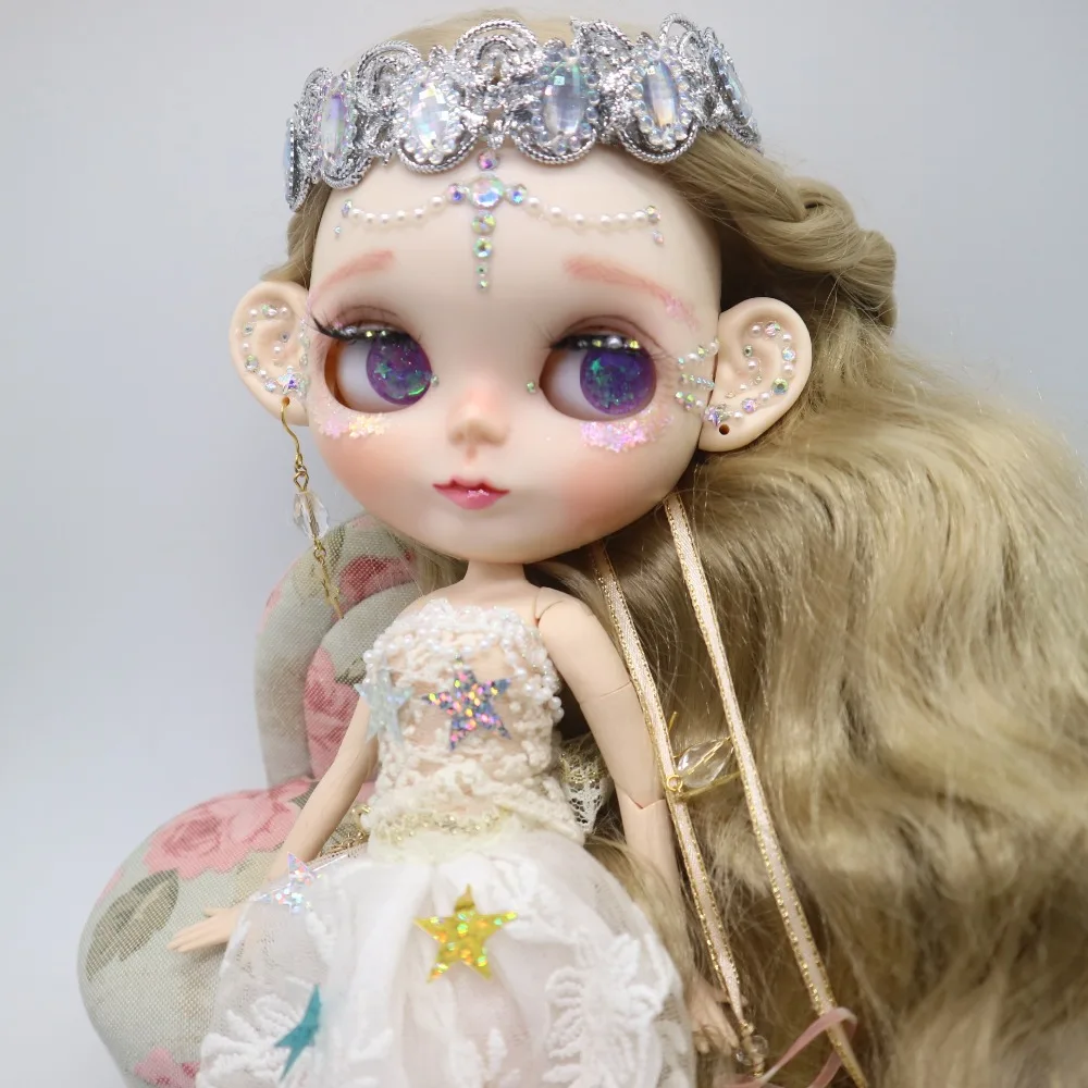 Кастомизация кукла DIY соединение тела Обнаженная blyth кукла для девочек, включая одежду и серьги Красивая девушка