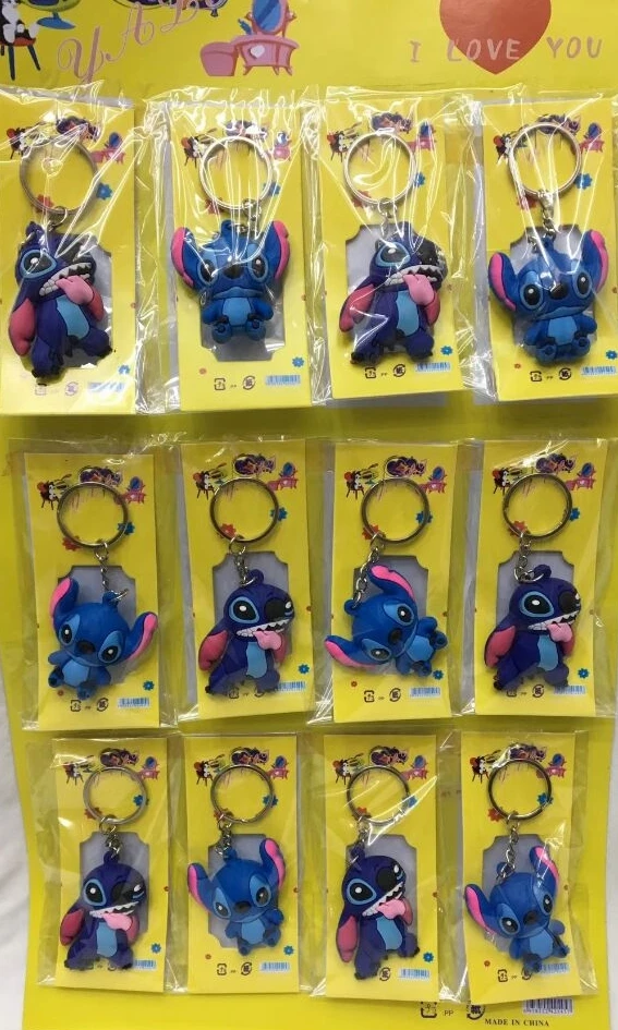 12 шт 3D кольцо для ключей аниме Ститч ПВХ мягкие куклы Брелки Подвеска сумка|bag