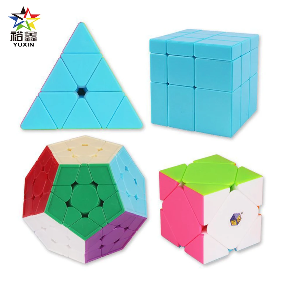 YUXIN 4 шт. в наборе 3x3 гладкая зеркальная скошенная Пирамида Megaminx без наклеек