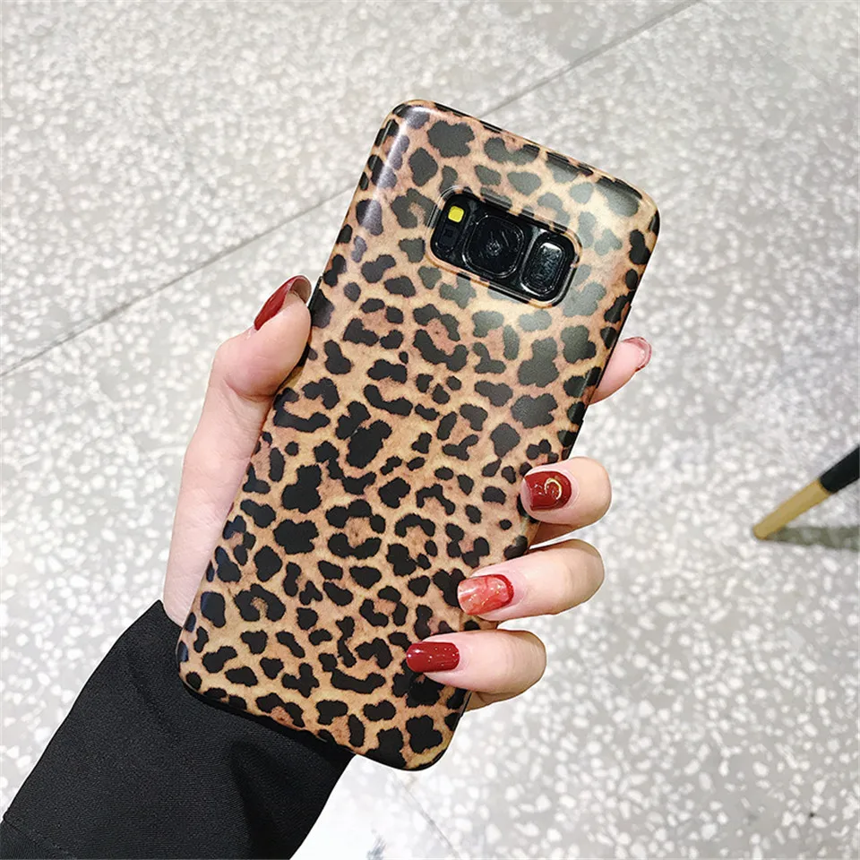 Fashion Leopard Print Phone Case For Samsung Galaxy S8 S8plus S9 Plus NOTE 8 9 Luxury Soft Cover With Lanyard |