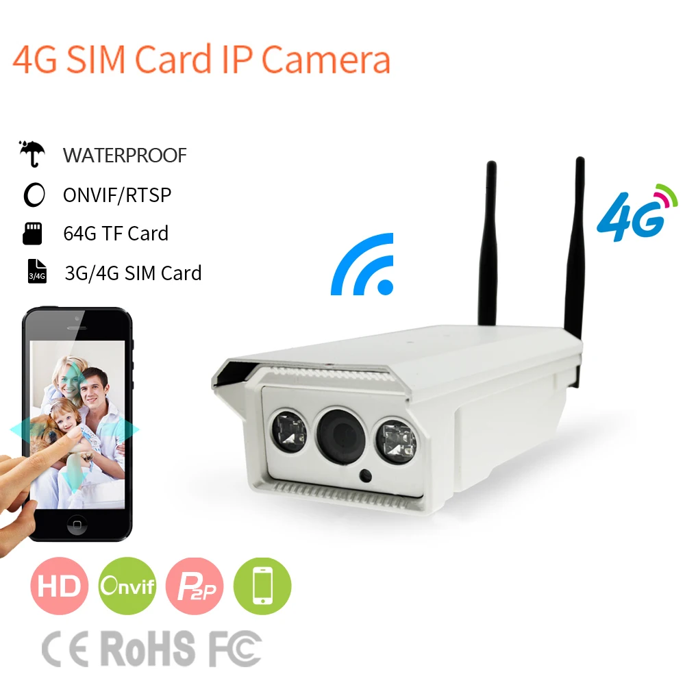 Беспроводная HD Пуля ip-камера 1080 P Wifi Открытый GSM 3g 4G sim-карта камера наблюдения