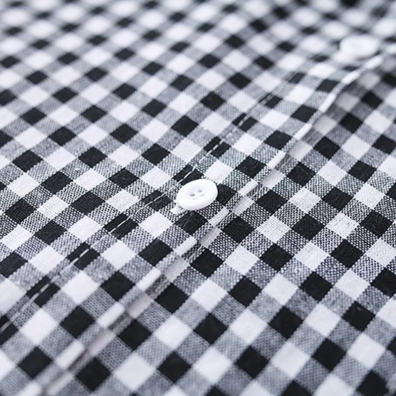 Платье женское льняное в клетку цвет синий черный размер M-2XL | Женская одежда