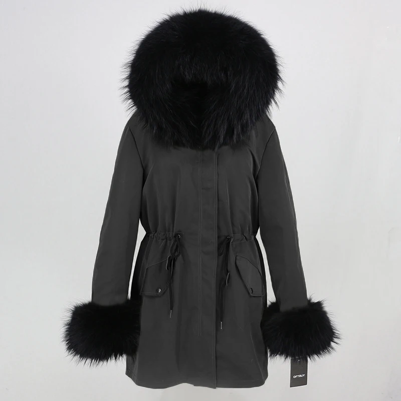 OFTBUY, пальто с натуральным мехом, зимняя куртка, Женская длинная парка, воротник из натурального меха енота, капюшон, Толстая теплая водонепроницаемая верхняя одежда, съемная