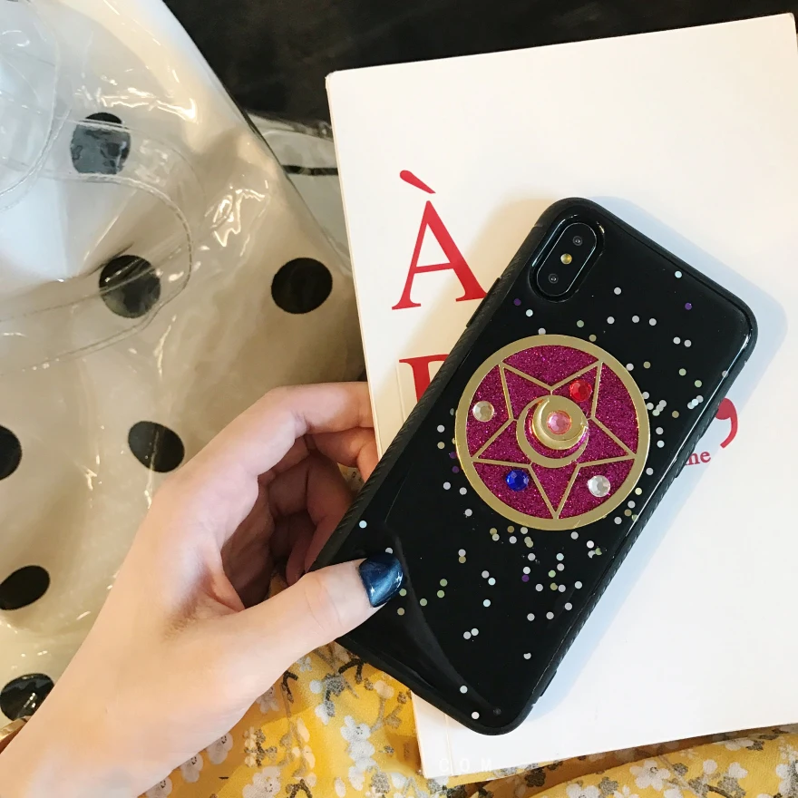 GlamPhoneCase Сейлор Мун чехол для iPhone X 6 6s plus 7 8 блеск мягкий из термопластика черный