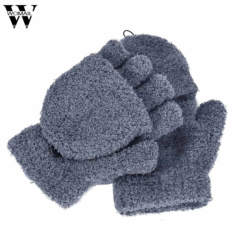 Gray WOMAIL подходит для женщин, девушек и девочек. руки запястье теплые зимние перчатки без пальцев митенки jan30/P fed30 - Цвет: Gray