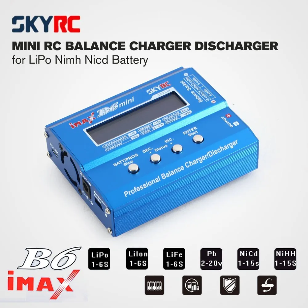 Оригинальное балансирующее зарядное устройство SKYRC iMAX B6 Mini Dis 60 Вт для LiPo Li Ion LiFe Nimh