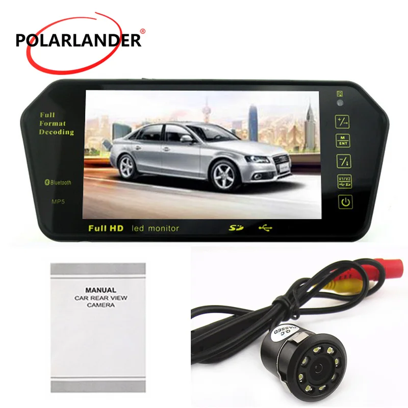 7-дюймовый TFT ЖК-дисплей камера заднего вида MP5 USB/SD/FM 800*480 12-24 В Автомобильное