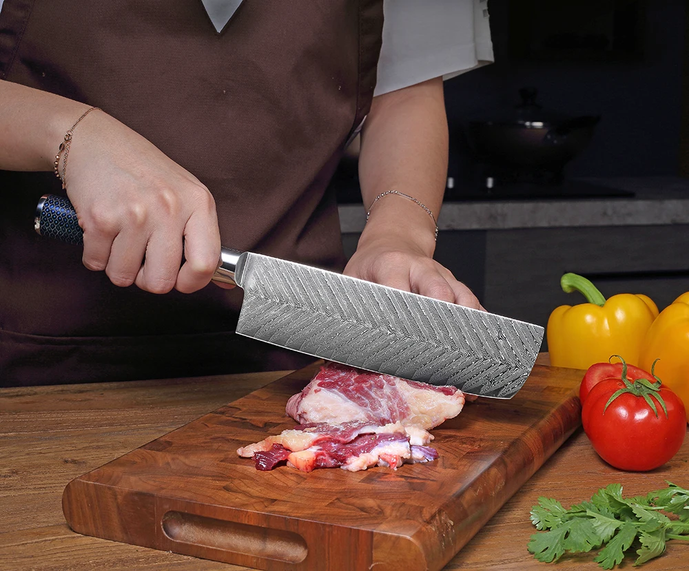 NANHAIONE Nakiri Usuba нож для овощей 7 дюймов 73 слоя VG 10 Дамасская сталь японская кухонная