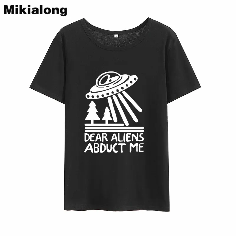 OLN UFO Футболка женская 2018 Лето Новое поступление женские футболки забавные Tumblr
