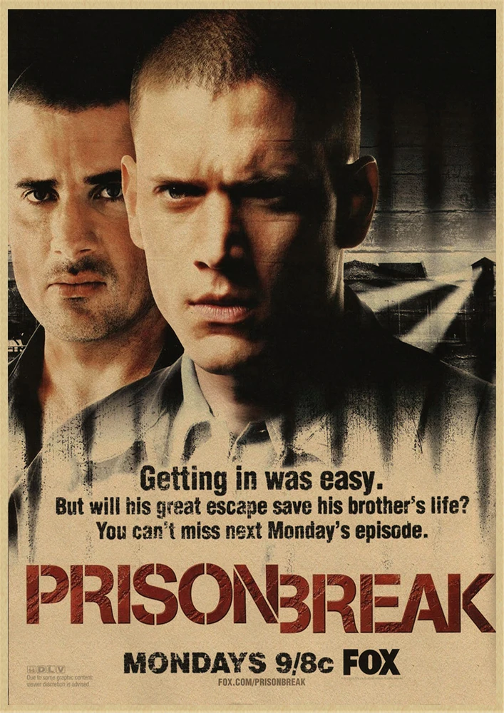Тюрьма Break Wentworth Miller Американский сериал, ВИНТАЖНЫЙ ПЛАКАТ из крафт-бумаги, рисунок, украшение дома, стикер на стену - Цвет: Коричневый