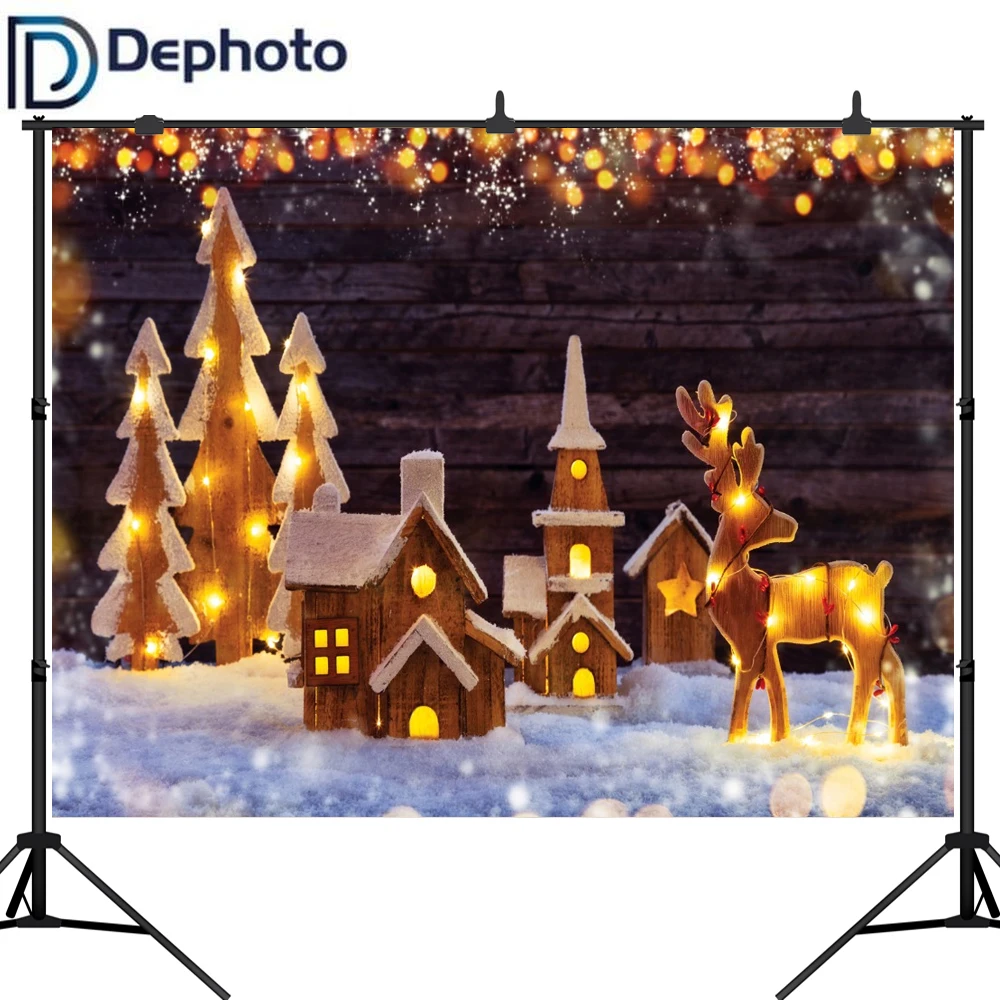 Dephoto фон для фотосъемки деревянная блестящая Рождественская елка Декор лося