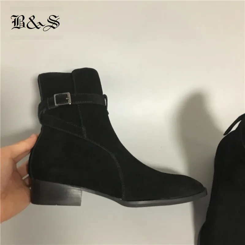 Мужские облегающие замшевые ботинки черные уличные челси из натуральной кожи с