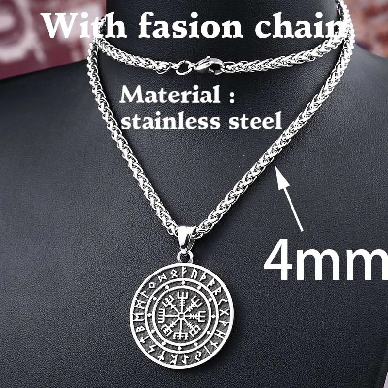 fashion chain style Байер 316L нержавеющая сталь Vegvisir амулет кулон ожерелье Valknut Odin Symbal Of Norse ожерелье скандинавские славяне Викинги ювелирные изделия - Окраска металла: fashion chain style