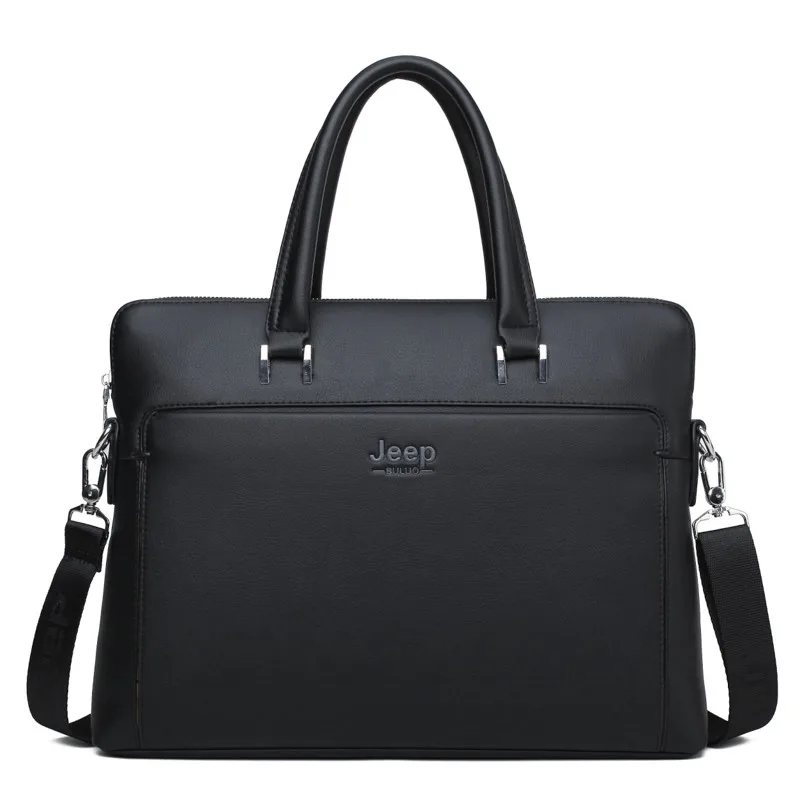 Black Бренд Jeep, мужской портфель, s, коровья кожа, спилок, сумка для 14 дюймов, сумки для ноутбука, мужской портфель для путешествий, сумка для офиса, A4, файлы 1823-2 - Цвет: Black