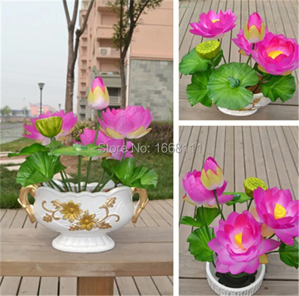 Поддельные цветок лотоса кучу 48 см 10 шт. моделирование Water Lily 6 цветов 7 стеблей для Свадебная вечеринка дома искусственные декоративные цветы
