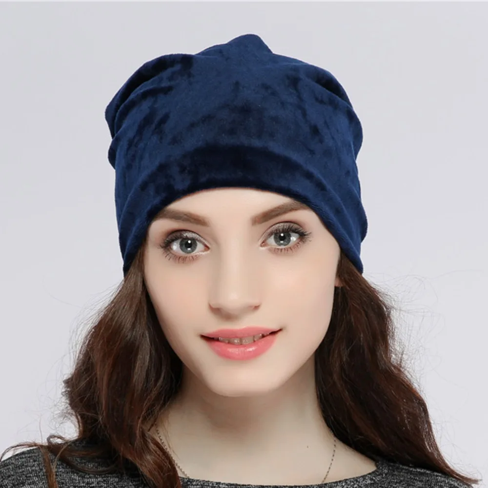 Geebro бренд Для женщин Hat Skullies шапочки полиэстер трикотажные Шапки Шапка-бини Весна Повседневное бархат Для женщин шапочки Шапки js277a