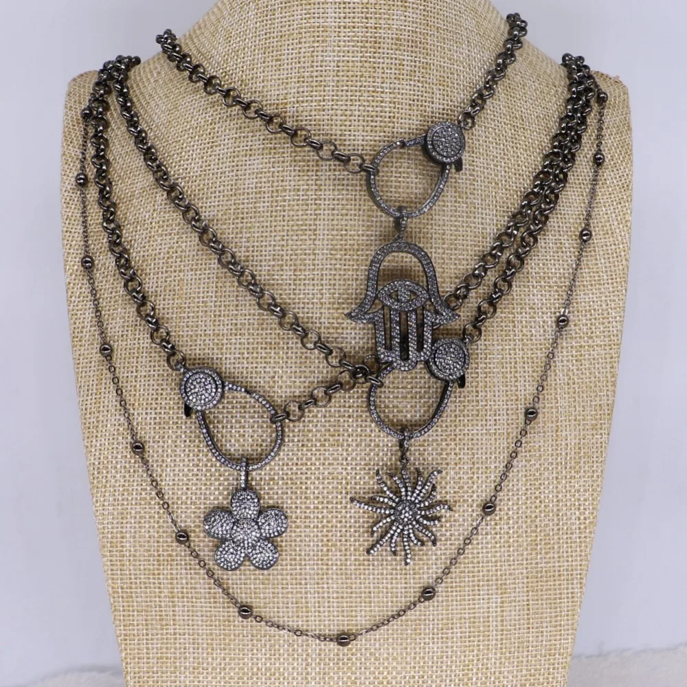 Модное ожерелье с кулоном из циркония микрозакрепкой 2 шт. металлическое высокое