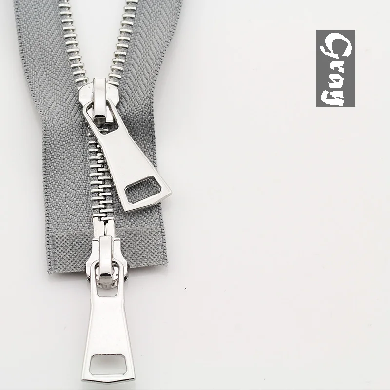 Gray 5# разъемная застежка-молния двойными собачками good Market 60/70/80/90/100/120/150 см автоматический металлический замок застежки-молнии - Цвет: Gray