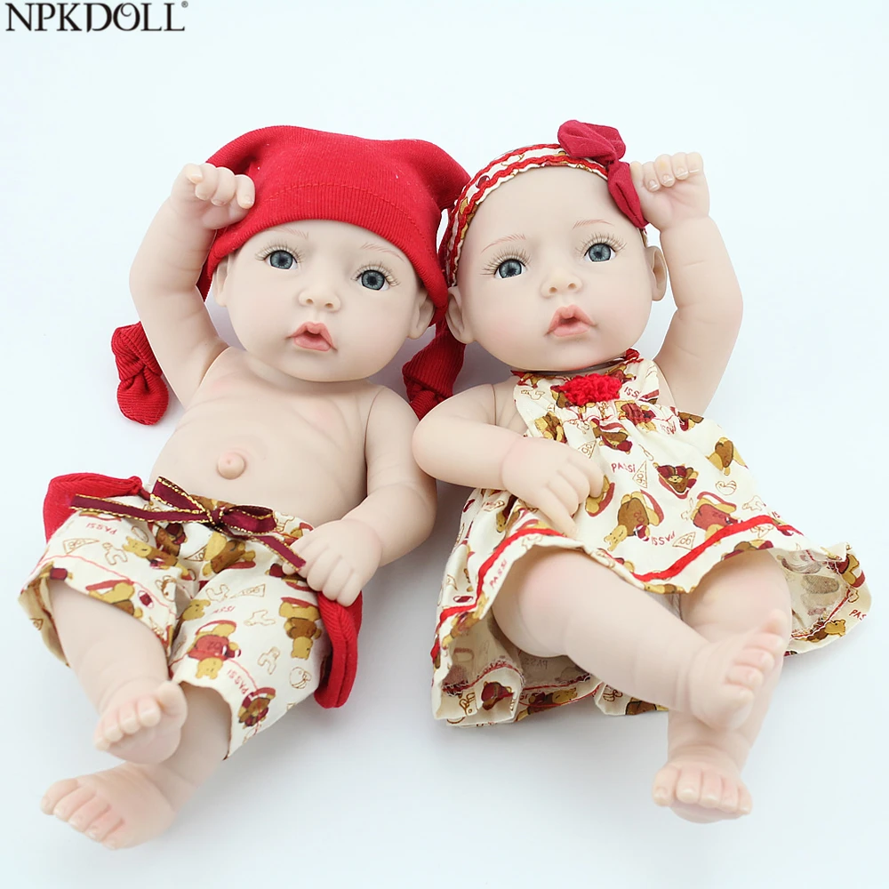 NPKDOLL Reborn Dolls Twins Toys 10 дюймов для детей силиконовая кукла новорожденных
