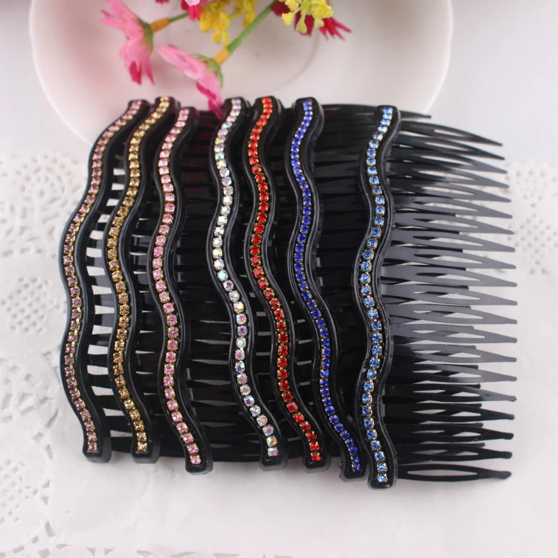Модные гребни для волос женское устройство Однорядная инкрустация стразы вилка