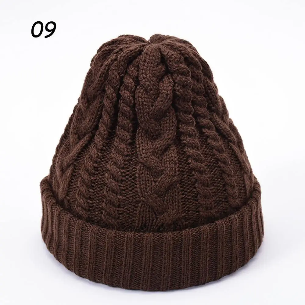 09 Coffee Hat Sparsil,, унисекс, зимняя вязаная шапка для женщин, одноцветные шапки, твист, Толстая теплая шапка с черепом, Мужская одноцветная шапка с нитью - Цвет: 09 Coffee Hat