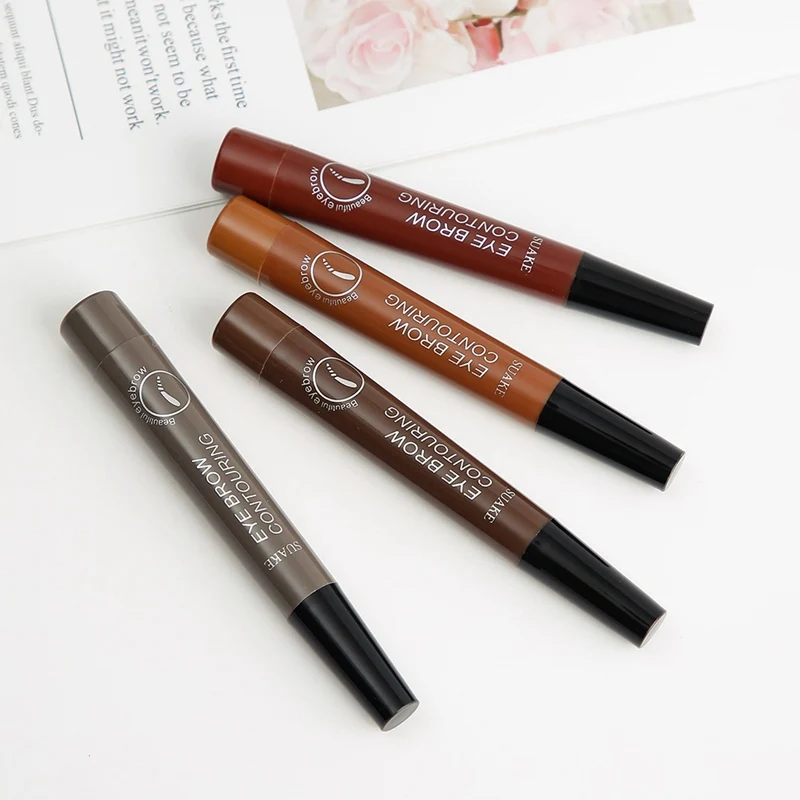 3D Waterproof Eyebrow Tattoo Pen 4 Head Fine Sketch Enhancer Fork Tip Pencil Tint Gel Makeup Tool | Красота и здоровье