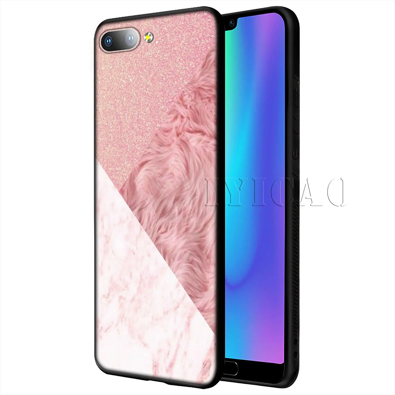 Marble Gold Pink rose Glitter Dust Soft Case for Huawei Y9 Y7 Y6 Prime 2019 Cover Honor 20 8C 8X 8 9 9X 10 Lite 7C 7X 7A Pro |