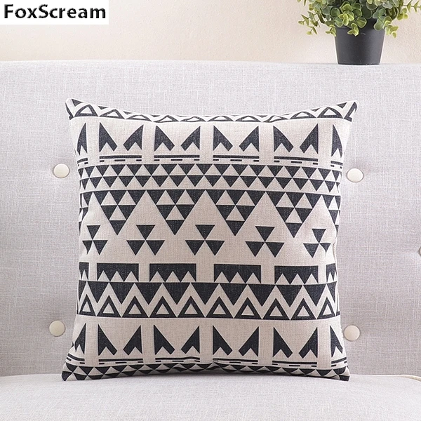 3 45x45cm Наволочка для подушек в скандинавском стиле с геометрическим рисунком, черная белая наволочка, льняная хлопковая наволочка для дивана 45*45 см - Цвет: 3 45x45cm