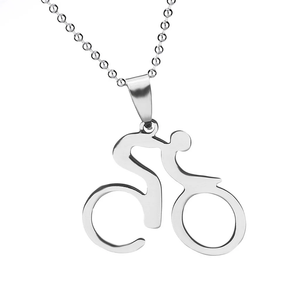 Fashion Trendy Jewelry Bike Pendant Stainless Steel Necklaces Cycling Necklace Simple and exquisite summer accessories | Украшения и