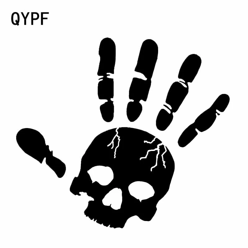 

QYPF 15,5*13,9 см, самая крутая забавная наклейка на руку с черепом, мотоциклетные Светоотражающие виниловые аксессуары, графическая фотография