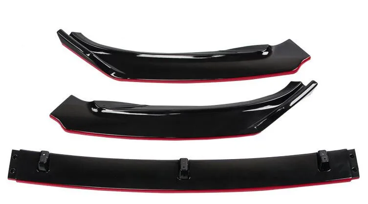 ABS BLACK RED ABS углеродного волокна передняя губа разветвители бампер закрылки спойлер для Volkswagen VW Passat B8 EMS - Цвет: ABS BLACK RED