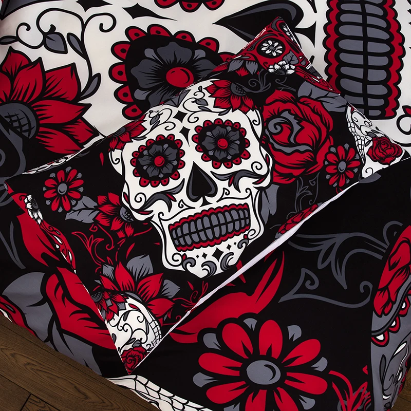 

Skeleton black death's-head design twin king queen double bedclothes duvet cover set bedding set