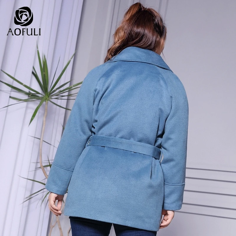 XL/2XL/3XL большой размер женское синее пальто с длинными рукавами зимнее Модное