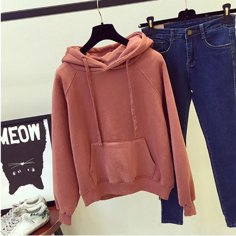 Осенне-зимний однотонный пуловер Harajuku Lotus Root розовый плотный свободный женский