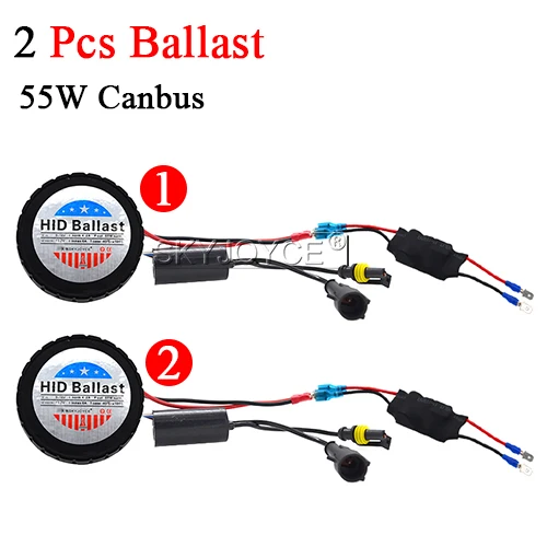 2 Pieces canbus SKYJOYCE 55 Вт Canbus hid балласт 12 в тонкий ксенон hid балласт 55 Вт все в одном круглый hid балласт для hid комплект ксеноновой лампы автомобильная фара - Испускаемый цвет: 2 Pieces canbus