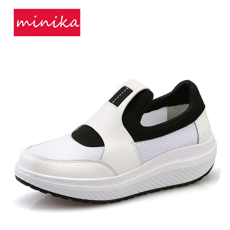 Дышащие 5 см Подушки Спортивная обувь для Для женщин colid Цвет Slip-On сезон: весна–лето потери Вес Тонизирующая обувь Eur35-42 плюс Размеры