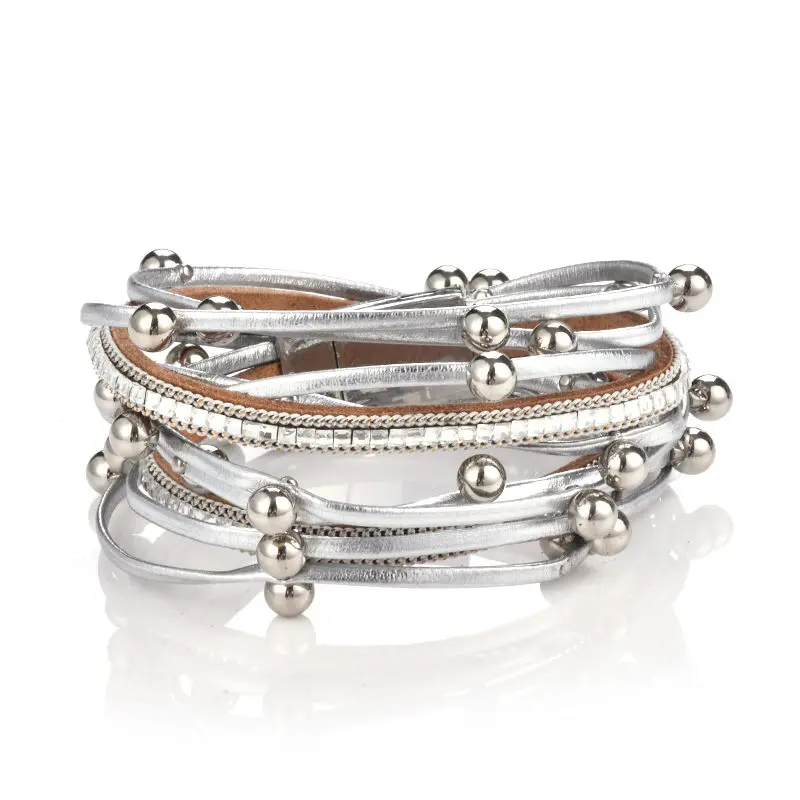 Design Fashion Bead Multiple Layers Charm Bracelet For Women Men Leather Bracelets &amp Bangle New Femme Party Drop shipping | Украшения и